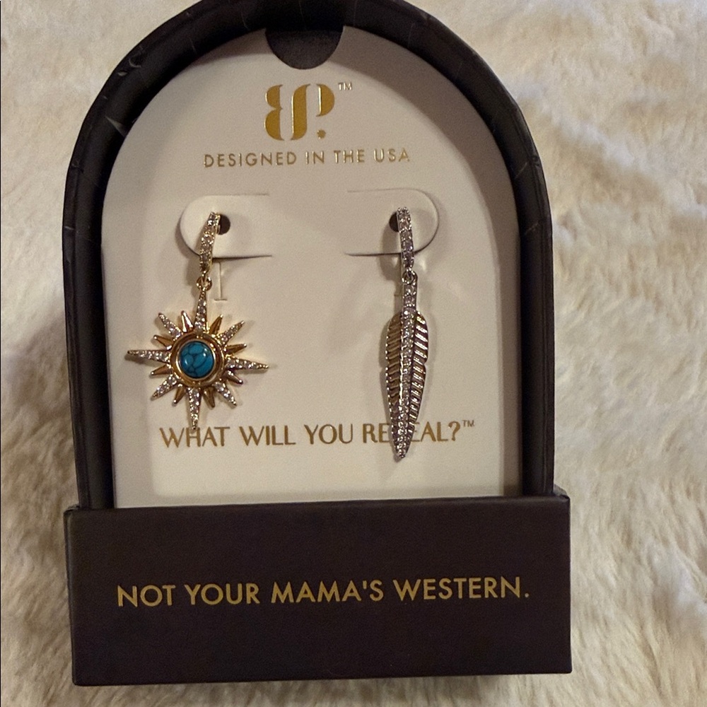 Not Your Mama's Western Sun & Feather Dangle Charms - Gold & Turquoise